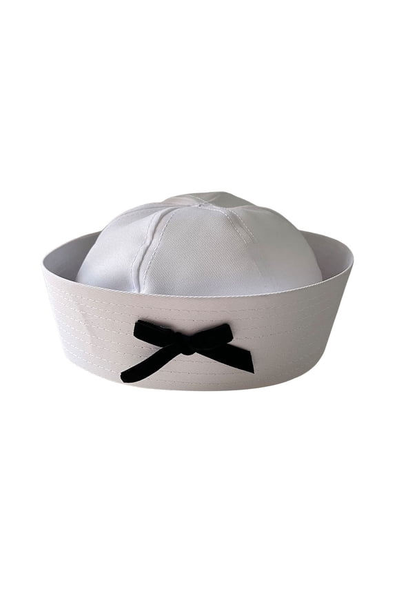 Women Sailor Hat Flip Eaves Bow Decor Lightweight Washable Solid Color Sweet Girl Party Cosplay Cap JK Beret Dome Navy Cap