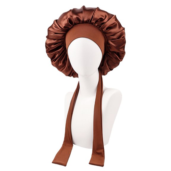 HUANLEDASH Women Shower Cap Sleeping Satin Bonnet Solid Color Adjustable Lace-up Bow Waterproof High Density Women Braids Curly Night Hat Beauty Parlor Cap Salon Hat