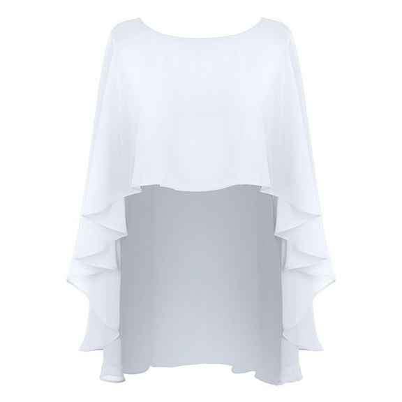 HUANLEDASH Women Solid Color Chiffon Shawl Irregular Hem O-neck Sling Dress Gown Thin Pullover Shawl Fashion Accessories