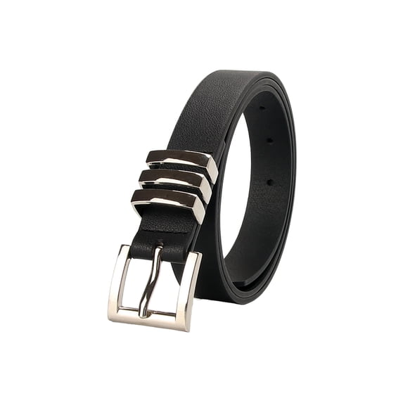 HUANLEDASH Women Square Buckle Belt Solid Color Faux Leather Waistband Adjustable Length Multi Holes Design Jeans Belt