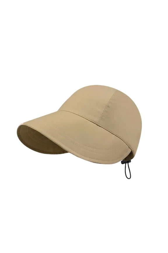 Women Summer Hat Wide Brim Solid Color Drawstring Face Protection Breathable Sunshade Block Sunlight Outdoor Travel Summer Sun Hat Headwear