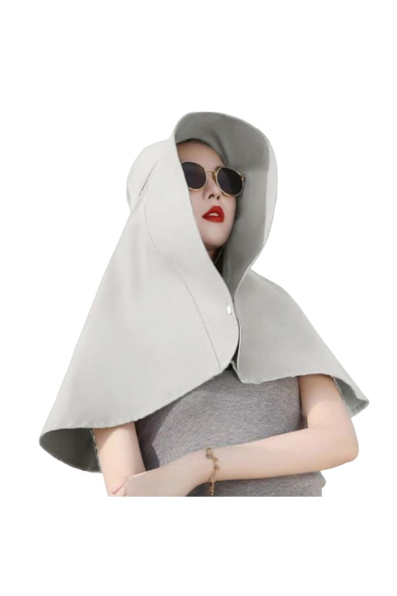 Women Sun Hat Shawl Design Neck Cover Sun Protection Anti-UV Extra Large Brim Button Foldable Travel Gardening Hiking Outdoor Cap