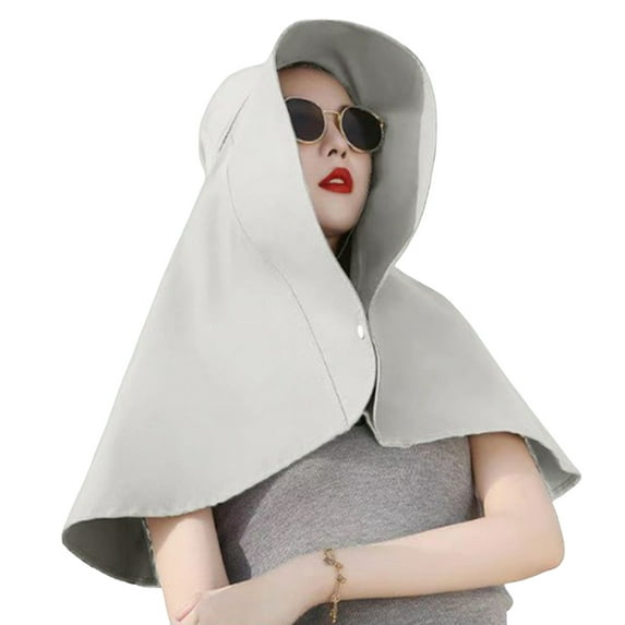 HUANLEDASH Women Sun Hat Shawl Design Neck Cover Sun Protection Anti-UV Extra Large Brim Button Foldable Travel Gardening Hiking Outdoor Cap