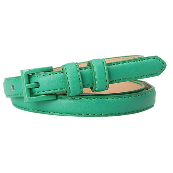 HUANLEDASH Women Thin Pants Belt Solid Color Faux Leather Waistband Adjustable Length Multi Holes Design Jeans Belt