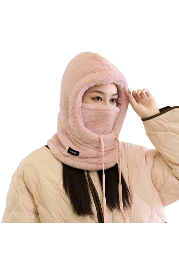 Women Winter Balaclava Hat with Face Shield Thick Warm Fleece Windproof Cycling Adjustable Full Protection Outdoor Travel Cold Weather Skiing Cap