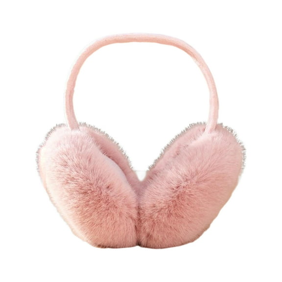 HUANLEDASH Women Winter Earmuffs Thick Plush Ear Protection Windproof Adjustable Length Foldable Anti-slip Commuting Outdoor Skiing Headband Earmuffs