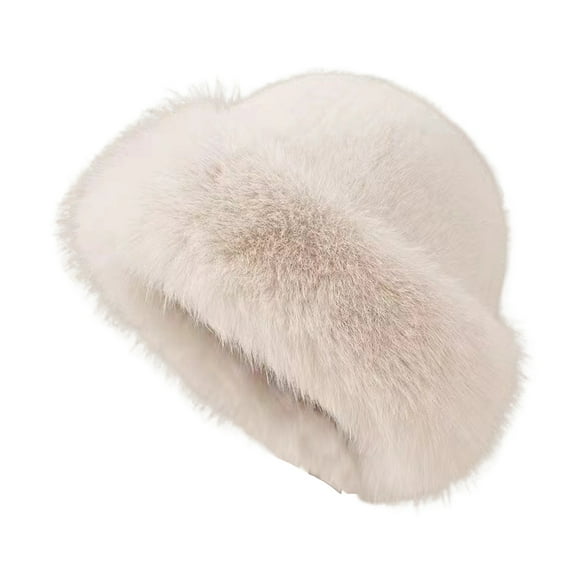 HUANLEDASH Women Winter Hat Faux Fur Thick Warm Heat Retention Dome Solid Color Fisherman Hat Outdoor Skiing Cycling Headwear