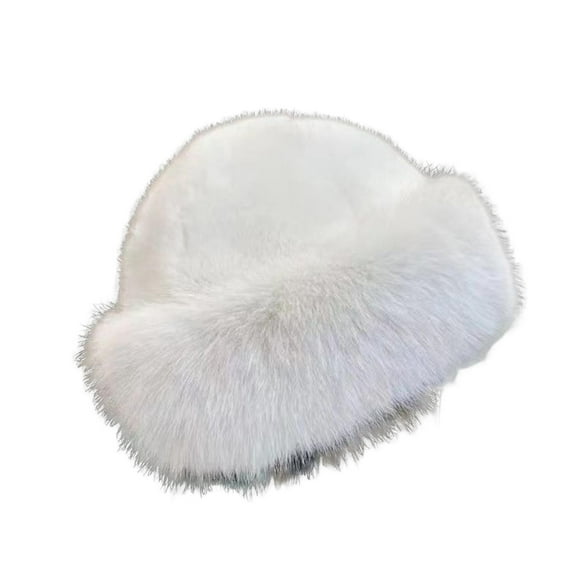 HUANLEDASH Women Winter Hat Faux Fur Thick Warm Heat Retention Dome Solid Color Fisherman Hat Outdoor Skiing Cycling Headwear