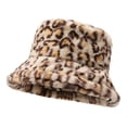 thumbnail image 1 of HUANLEDASH Women Winter Hat Flat Dome Leopard Print Basin Hat Thickened Warm Plush Bucket Hat Warm Knit Outdoor Hat, 1 of 1