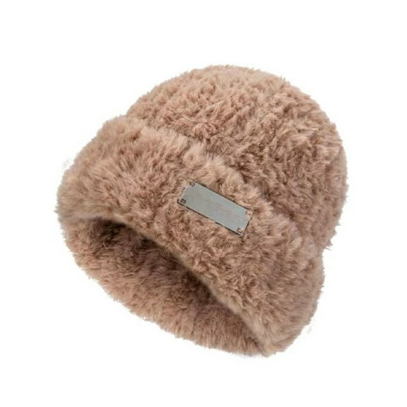 HUANLEDASH Women Winter Hat Fuzzy Plush Short Brim Solid Color Dome Windproof Warmth Sun Protection Fisherman Cap Outdoor Travel Headwear