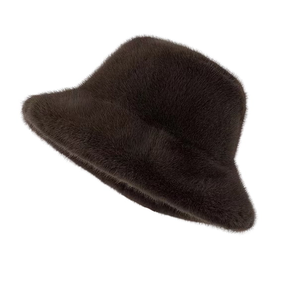 HUANLEDASH Women Winter Hat Thick Fuzzy Plush Faux Fur Heat Retention Windproof Fisherman Hat Short Brim Solid Color Outdoor Cycling Skiing Cap