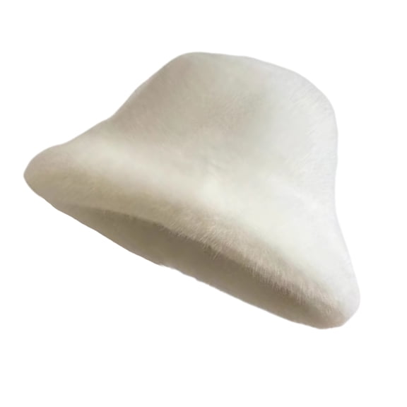 HUANLEDASH Women Winter Hat Thick Fuzzy Plush Faux Fur Heat Retention Windproof Fisherman Hat Short Brim Solid Color Outdoor Cycling Skiing Cap