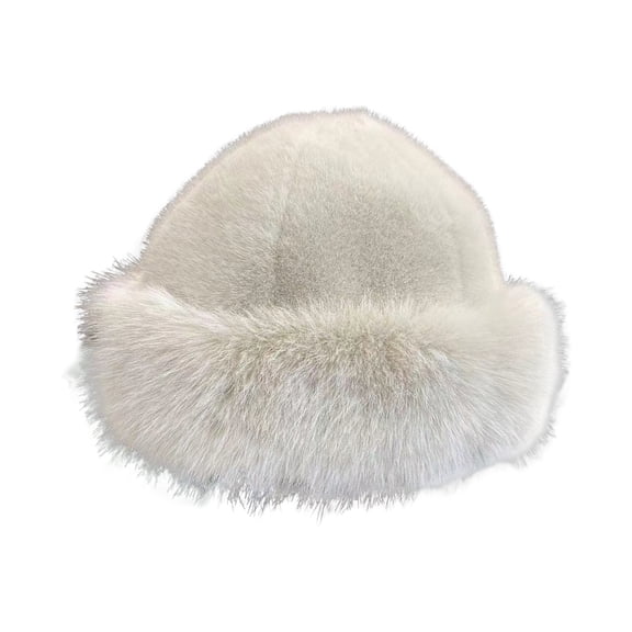 HUANLEDASH Women Winter Hat Thick Plush Faux Fur Heat Retention Windproof Mongolia Style Bucket Hat Solid Color Outdoor Cycling Skiing Panama Cap
