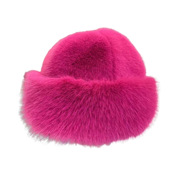 HUANLEDASH Women Winter Hat Thick Plush Faux Fur Heat Retention Windproof Mongolia Style Bucket Hat Solid Color Outdoor Cycling Skiing Panama Cap