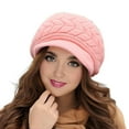 thumbnail image 1 of HUANLEDASH Women Winter Hat Thick Plush Knitted Short Brim Heat Retention Windproof Headgear Solid Color Commuting Outdoor Beanie, 1 of 1