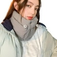 thumbnail image 1 of HUANLEDASH Women Winter Scarf Waterproof Thickened Padded Solid Color Warm Windproof Button Closure Unisex Neck Wrap Neck Warmer, 1 of 1