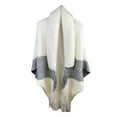 thumbnail image 1 of HUANLEDASH Women Winter Shawl Knitted Thick Plush Tassel Open Stitch Cardigan Faux Fur Solid Color Neck Protection Windproof Ponchos Party Prom Cape, 1 of 1