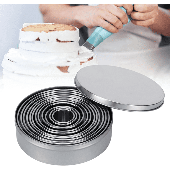 HUANOR 12-Piece Round Cookie Cutters Set, 430 Stainless Steel Biscuit Cutters, Graduated Circle Pastry Molds (1"-4.5"), Donut & Scone Cutter with Gift Tin for Baking