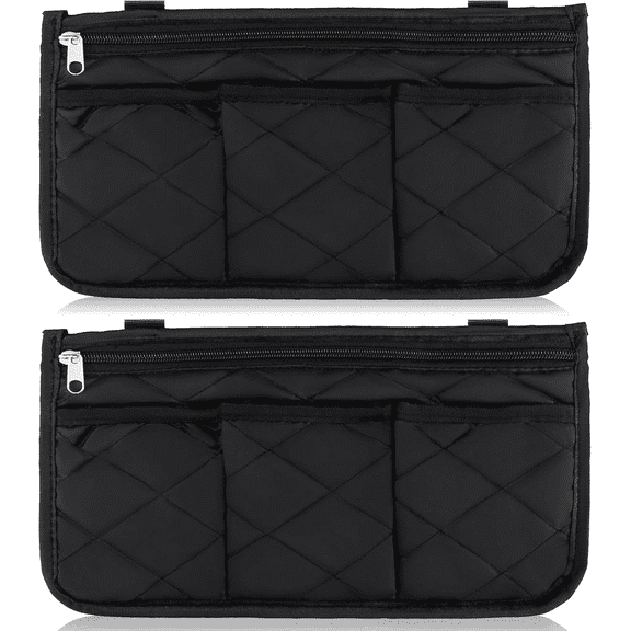 HUANOR 2-Pack Wheelchair Side Bags, Black Walker Pouches with Cup Holder, Waterproof Armrest Organizer, Rollator Storage Tote for Seniors, Hospital & Home Care
