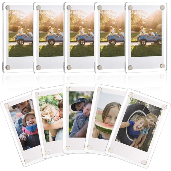 HUANOR Acrylic Fridge Magnetic Frame, Double Sided Photo Refrigerator Magnet Picture Frame for Fujifilm Instax Mini, 2.36 x 3.54 Inch, Pack of 10