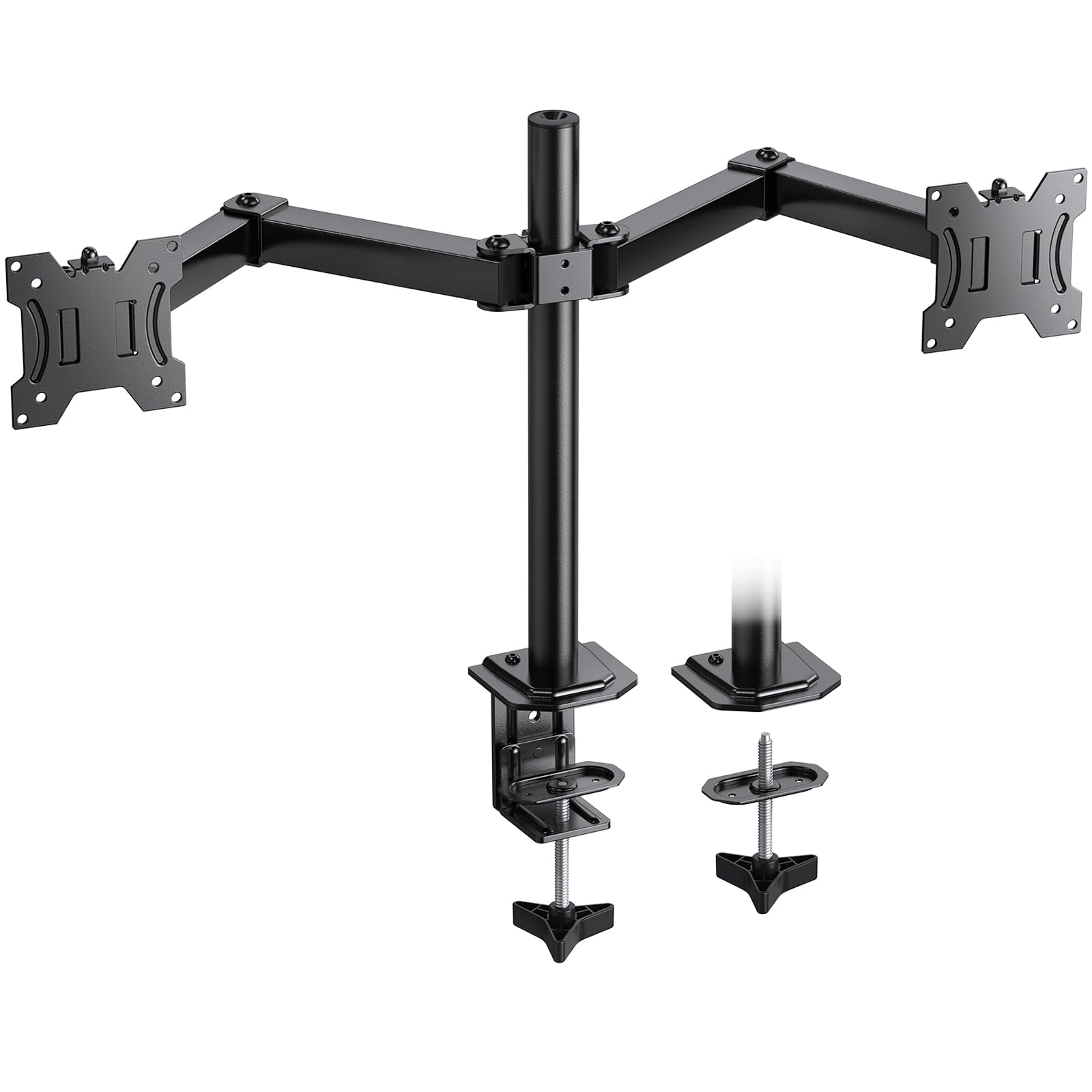 Dual Position Rotation Handle HUANUO Dual Monitor Mount for 2 Monitors up to 30 inches, Heavy Duty ...