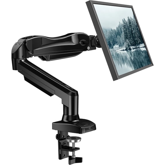 HUANUO FlowLift Single Monitor Mount, 13 to 32 Inch Monitor Arm, Adjustable Monitor Stand, Vesa Mount with Clamp and Grommet Base - Fits 4.4 to 19.8lbs LCD Computer Monitors