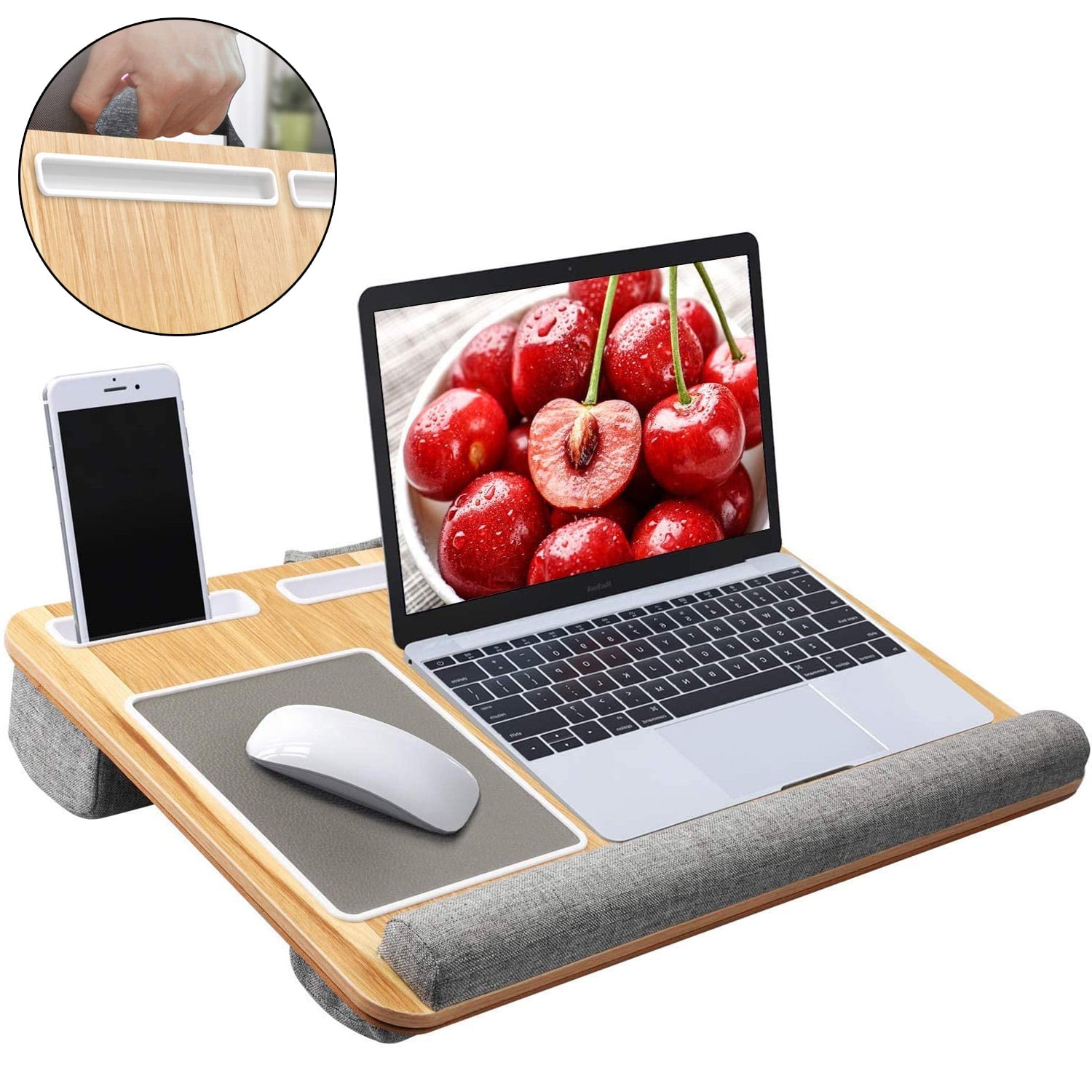 HUANUO Laptop Tray with Cushion, Built in Mouse Pad & Wrist Pad for