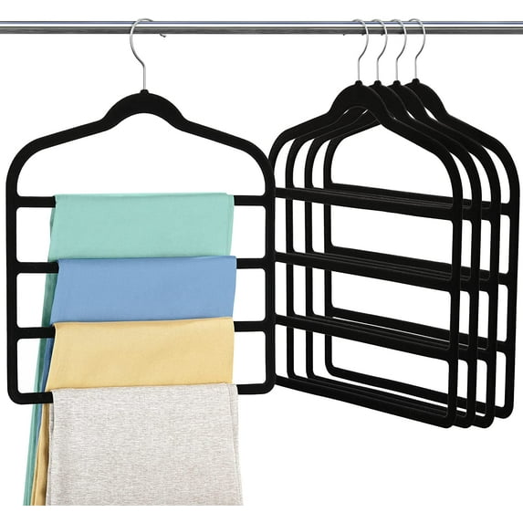 HUART Velvet Hangers, Non-Slip Black Velvet Pants Hangers, 5 Pack