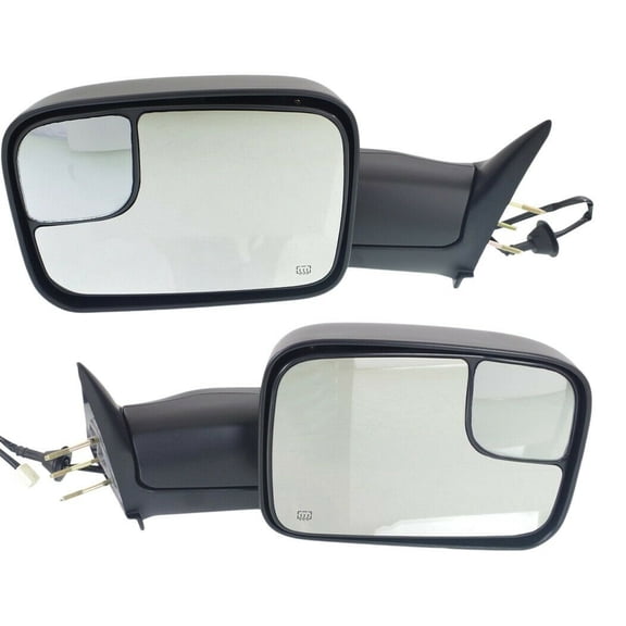 HUASHENGASP 2pcs Left & Right Side Textured Black Power Heated Operate Manual Folding Exterior Door Rear View Mirror and Flipup Towing Mirrors for Dodge for Ram 1500 94-01 for Ram 2500/3500 94-02
