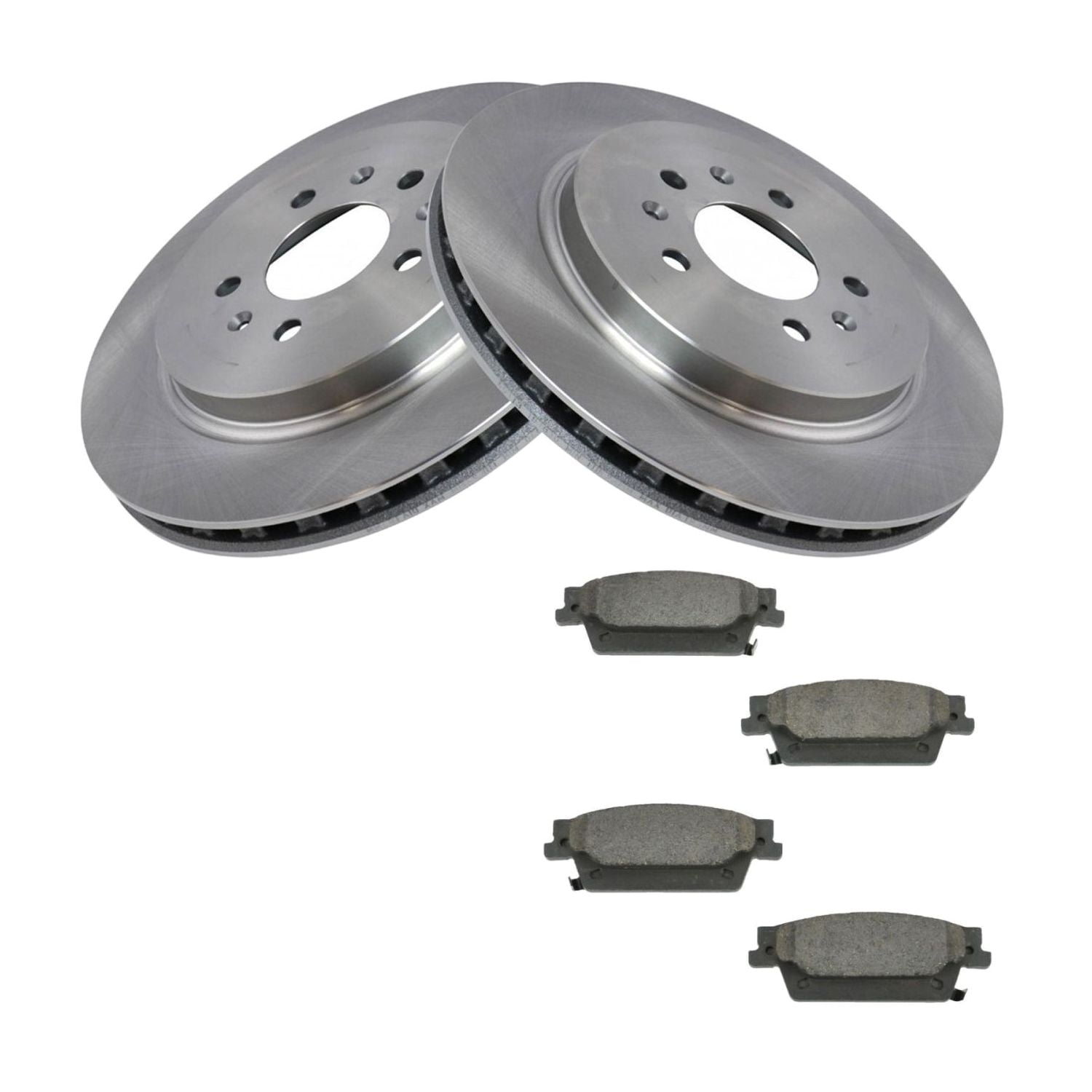 HUASHENGASP Rear Ceramic Brake Pad & 2 Disc Rotor Kit W/ 5 Lug-Wheel ...