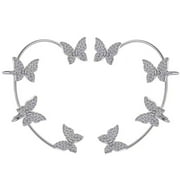 TIANBEN HUATOL Butterfly Cuff Wrap Earrings For Women, No Piercing Zircon Butterfly Ear Clips Around Ear Earrings, A Pair