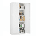 thumbnail image 1 of HUAXRON 71 inches Tall Metal Garage Storage Cabinets with Locking Doors and 4 Adjustable Shelves, Metal Storage Cabinet for Garage, Office, Home, Classroom, Assemble Required(White), 1 of 4