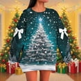 thumbnail image 1 of HUAXUN-Christmas Sweatshirt Women Loose Fit - Santa Tree & Sleeve Bow Design Holiday Pullover Long Sleeve Casual Top for Christmas Party Gift(Multicolor4,M), 1 of 5