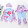 thumbnail image 1 of HUAXUN Girls 3 Piece Swim Set,UPF Sun Protective Long Sleeve Rash Guard & Ruffle Long Pants with Cap, Full Coverage Swimsuit for Girls(Light Blue3,4-5 Years), 1 of 4