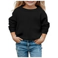 thumbnail image 1 of HUAXUN-Girls Crop Tops Kids Long Sleeve Pullover Sweatshirts Girls Cropped Crewneck Sweatshirt for 4-15 Years Teen Girl,Casual Loose Fit Crewneck Shirt for Indoor Outdoor Wear(Black,4-5Years), 1 of 2