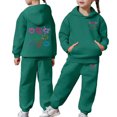 thumbnail image 1 of HUAXUN-Girls Heart Print 2PC Tracksuit Cotton Outfit Sweatshirts Sweatpants Set Youth Girls Pullover Casual Hooded Tops Pants Tracksuits,Matching Fleece Hoodie & Pants Set(C-Dark Green,2-3 Years), 1 of 6