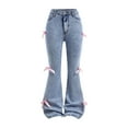 thumbnail image 1 of HUAXUN-Girls High Waisted Baggy Jeans | Wide Leg Denim Pants with Cute Bow Detail | Elastic Waist Comfortable Streetwear for Teen Girls(Blue,10Y), 1 of 8