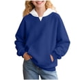 thumbnail image 1 of HUAXUN Girls Long Sleeve Hoodie - Soft Casual Pullover Solid-Color Sweatshirt for Kids 2-15 Years, Comfortable Spring Fall Clothing for School Outdoor Activities(BU2 5-6 Years), 1 of 7