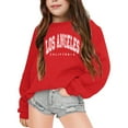 thumbnail image 1 of HUAXUN-Girls Oversized Crewneck Sweatshirt | Cute Letter Print Pullover | Long Sleeve Casual Tops | Lightweight Comfortable Wear | 3-9 Years Kids Basic Solid Sweater(Red,7-8Years), 1 of 7