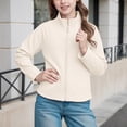 thumbnail image 1 of HUAXUN-Girls' Stand - Collar Jacket (Autumn & Winter) - Kids' Silk - Blend Macaron - Colored Warm Versatile Cardigan, Suitable for Inner & Outer Wear(Beige,3-4Years), 1 of 3