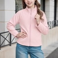 thumbnail image 1 of HUAXUN-Girls' Stand - Collar Jacket (Autumn & Winter) - Kids' Silk - Blend Macaron - Colored Warm Versatile Cardigan, Suitable for Inner & Outer Wear(Pink,9-10Years), 1 of 3