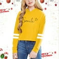 thumbnail image 1 of HUAXUN-Girls Sweatshirt Top Print Cropped Hoodie Short Boxy Fit Pullover Teen Solid Color Letter Graphic Top For 3-14 Years(Yellow,8-9Years), 1 of 4