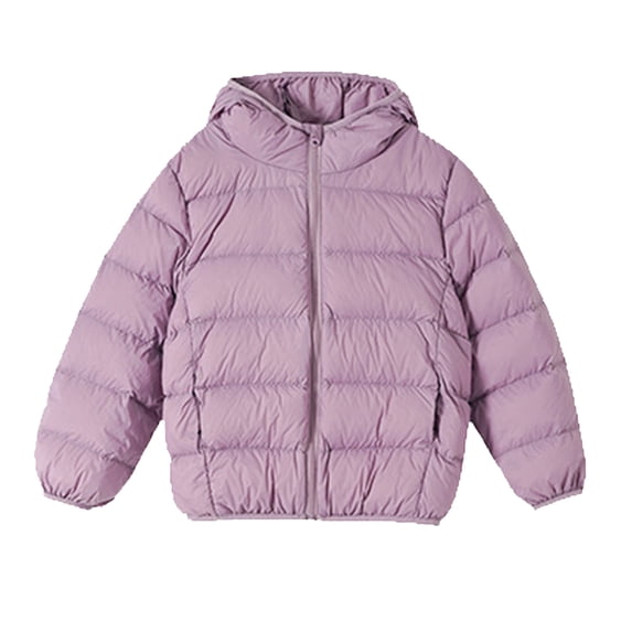 HUAXUN-Girls and Toddlers' Lightweight Packable Puffer Jacket, Winter Coat Outerwear Jackets & Coats for Kids, Stand Collar Zippered Outdoor Jacket for Girls(Light Purple,8-10Years)