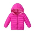 thumbnail image 1 of HUAXUN-Kids Boy Girl Winter Hooded Puffer Jackets Coats Light Weight Padded Outerwear with Soft Comfortable Insulation, Thin Puffer Coat for Autumn and Winter(Pink,3-4Years), 1 of 3