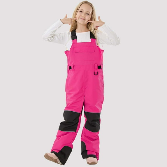 HUAXUN-Kids' Snow Bib - Boys' and Girls' Insulated Waterproof Ski Pants Overalls,Kids Snow Pants Baggy Ski Pants , Snowboarding & Winter Outdoor Play(Red2,6-7 Years)