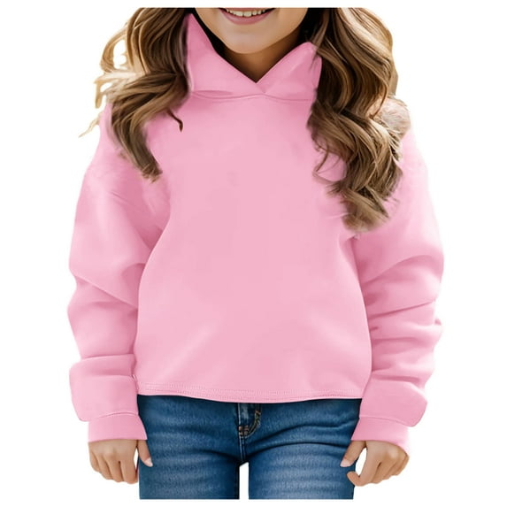 HUAXUN-Kids Solid Color Hoodie | Toddler Long Sleeve Pullover Sweatshirt | Boys Girls Warm Hooded Top | 2-13 Years Unisex Casual Wear | Autumn Winter Comfortable Outfit(Pink,9-10Years)