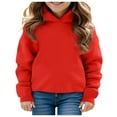 thumbnail image 1 of HUAXUN-Kids Solid Color Hoodie | Toddler Long Sleeve Pullover Sweatshirt | Boys Girls Warm Hooded Top | 2-13 Years Unisex Casual Wear | Autumn Winter Comfortable Outfit(Red,5-6Years), 1 of 4