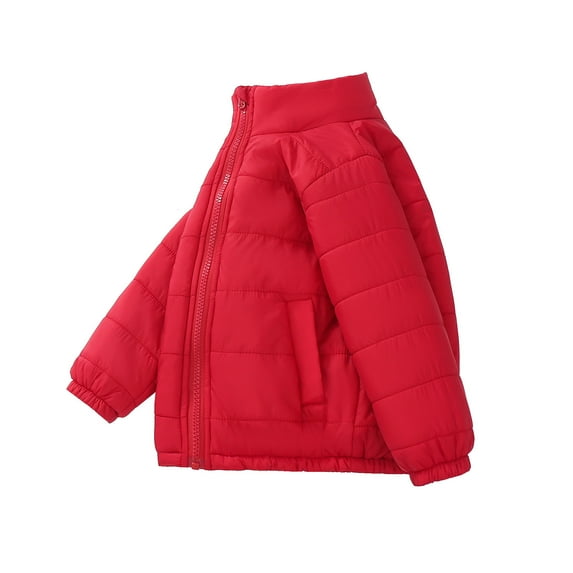 HUAXUN-Kids Stand Collar Puffer Jacket, Boys & Girls Thicken Winter Coat, Windproof Lined Outerwear for Toddler Children ,Boys Girls Outerwear Jackets & Coats(Red,9-10 Years)