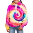 thumbnail image 1 of HUAXUN-Kids Tie Dye 3D Printed Hoodie | Boys Girls Graphic Pullover Sweatshirt | Spring Autumn Top with Hood | Soft Breathable Streetwear | 7 Sizes for Toddler to Teen(Hot Pink,9-10Years), 1 of 3