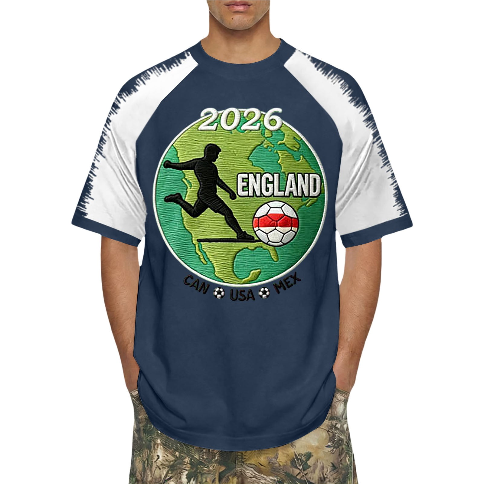 HUAXUN Men’s 2026 Football Themed Raglan Sleeve Tee, Crew Neck Casual ...